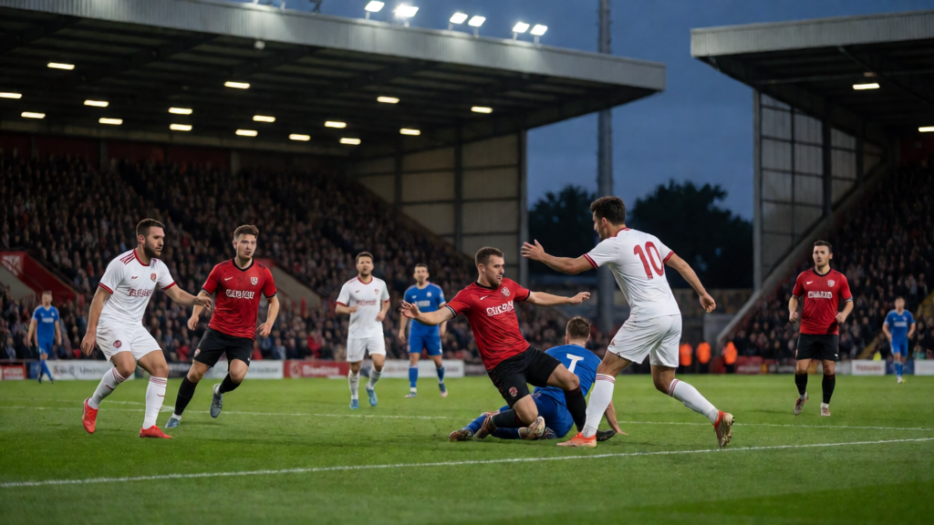 Stamford ve Mickleover Sports takımlarının FA Cup maçı öncesi görseli