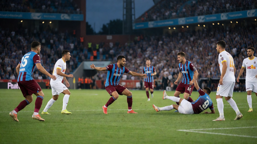 Trabzonspor ve Gençlerbirliği futbolcuları maç öncesi sahada