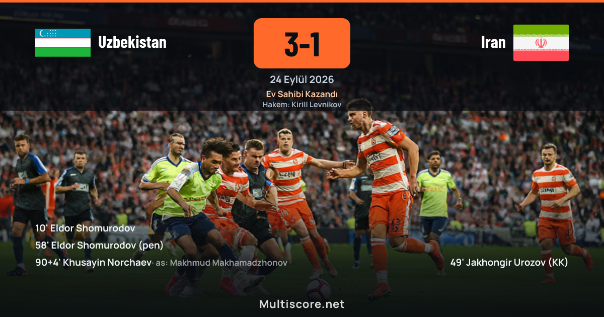 Uzbekistan ve Iran futbol takımlarının dostluk maçı sahnesi