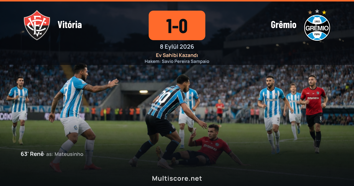 Vitória ve Grêmio futbolcuları Serie A maçında mücadele ediyor