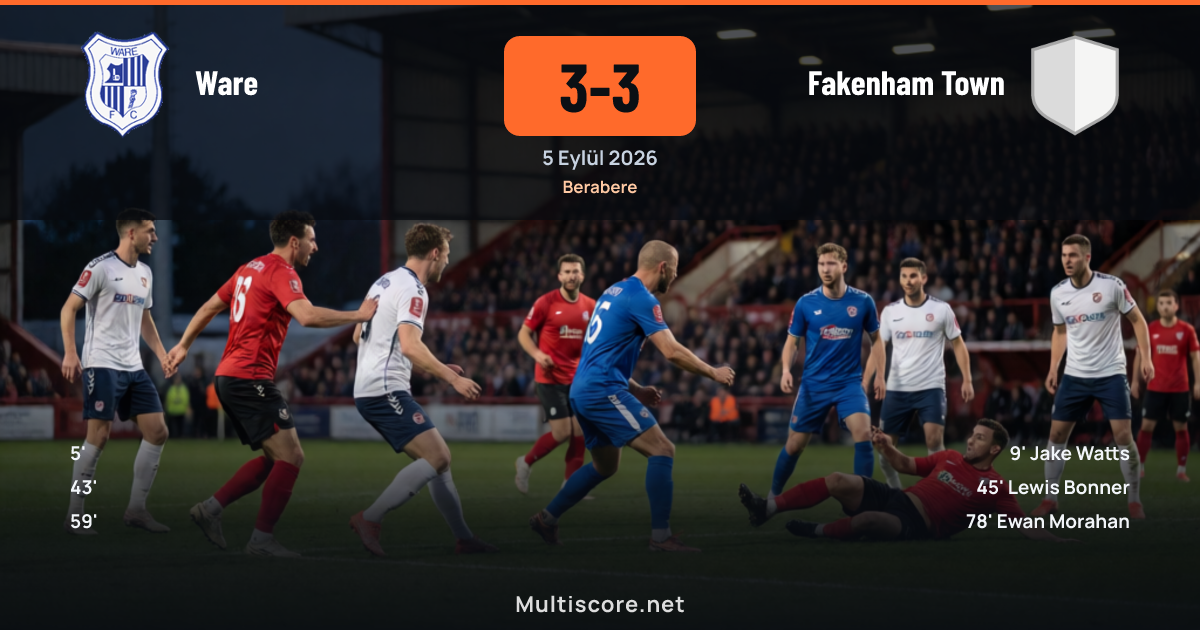 Ware ve Fakenham Town futbolcuları FA Cup maçında mücadele ederken