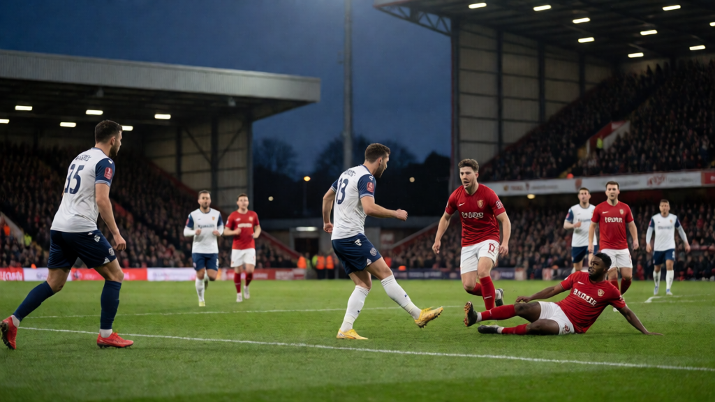 Ware ve Fakenham Town futbolcuları FA Cup maçı için sahada