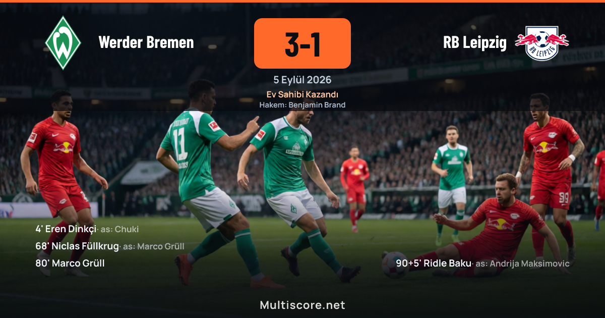 Werder Bremen - RB Leipzig maçından bir kare