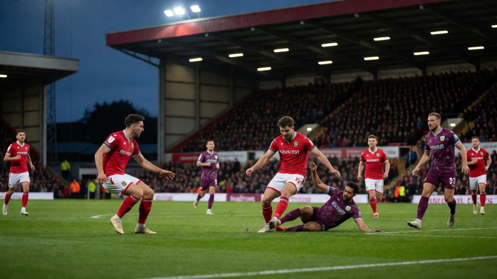 Wrexham ve Burnley futbolcuları maç öncesi sahada