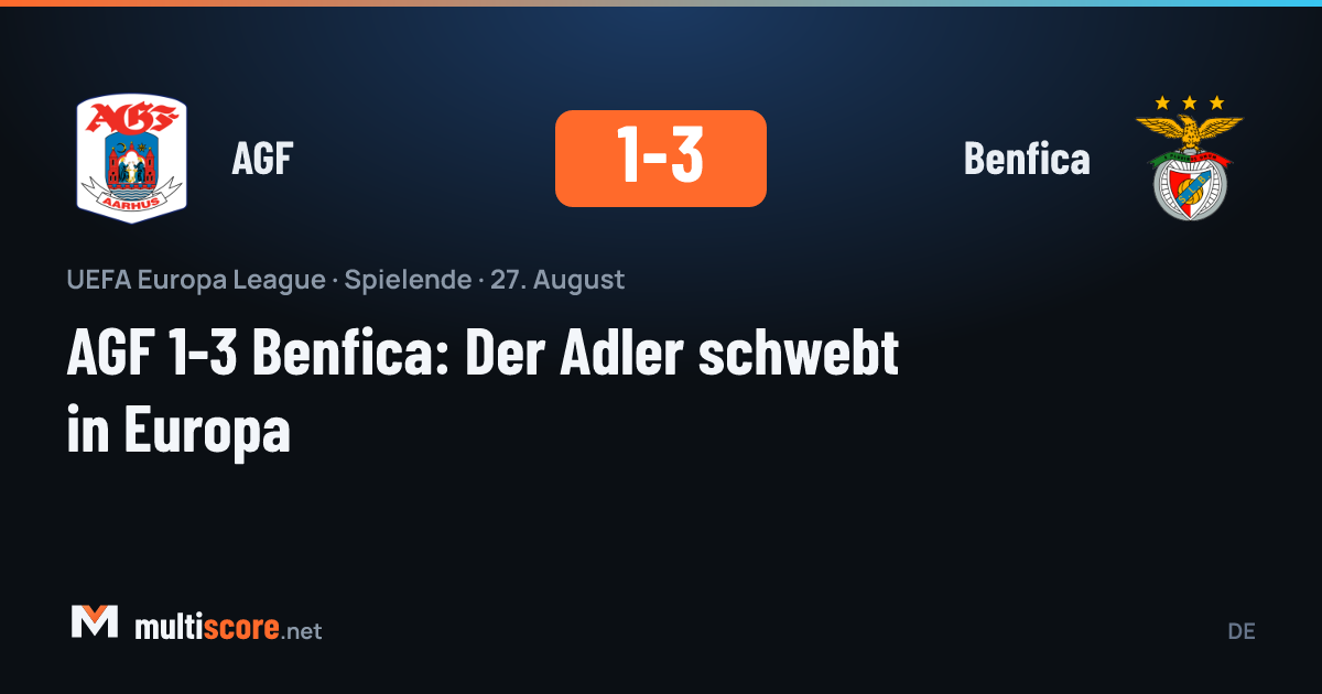 AGF 1-3 Benfica maçından bir kare