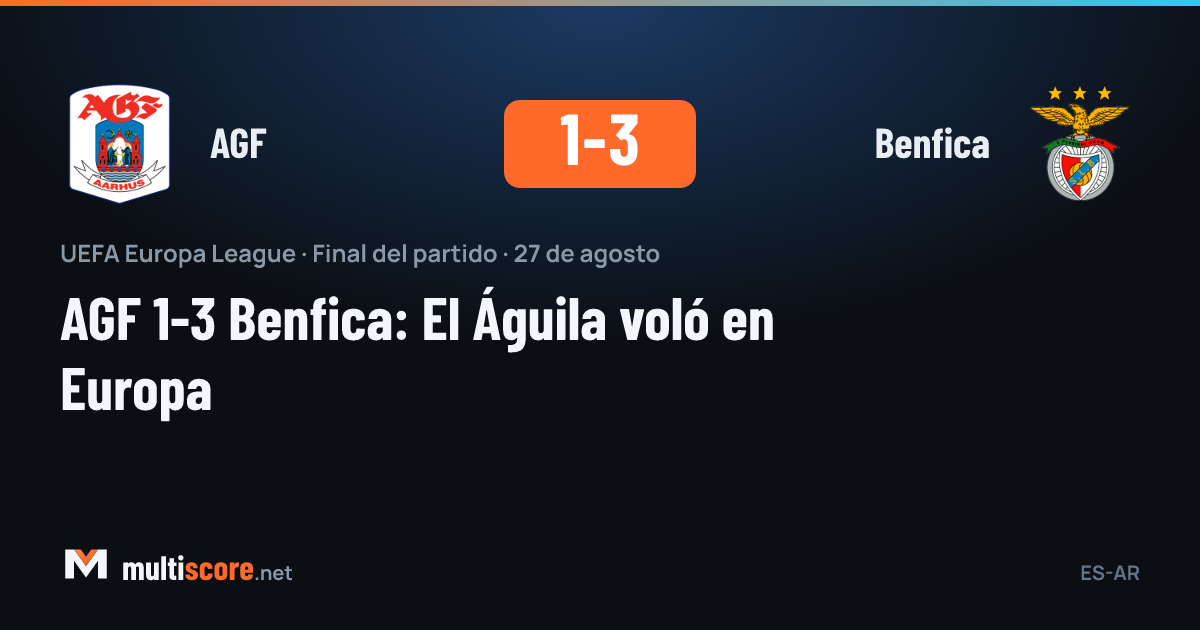 AGF 1-3 Benfica maçından bir kare