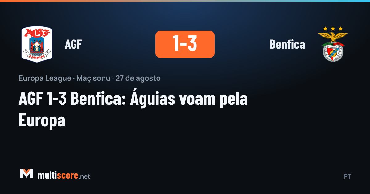 AGF 1-3 Benfica maçından bir kare