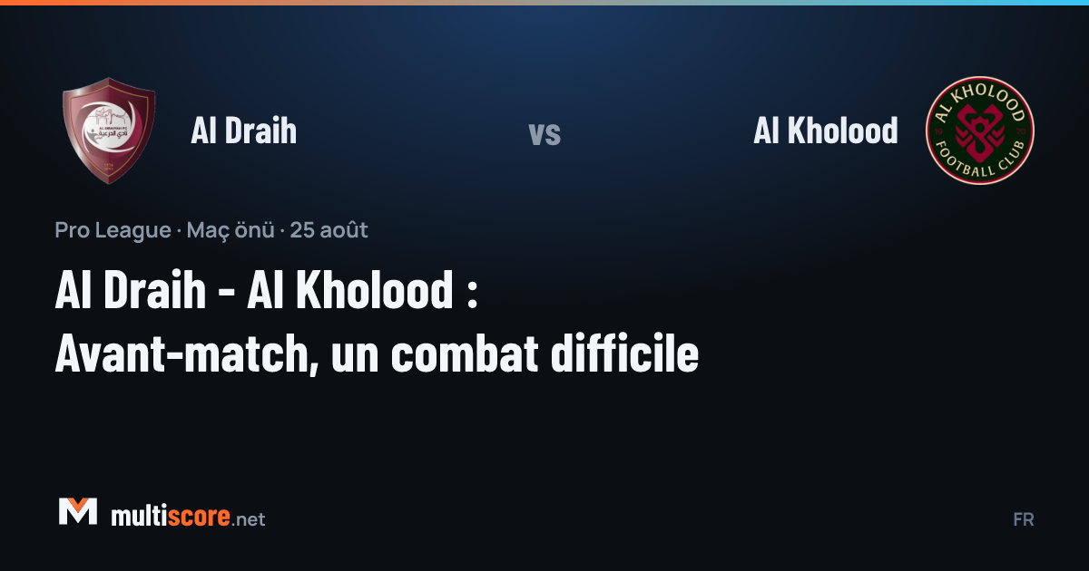 Al Draih ve Al Kholood takımlarının Pro League maç önü görseli