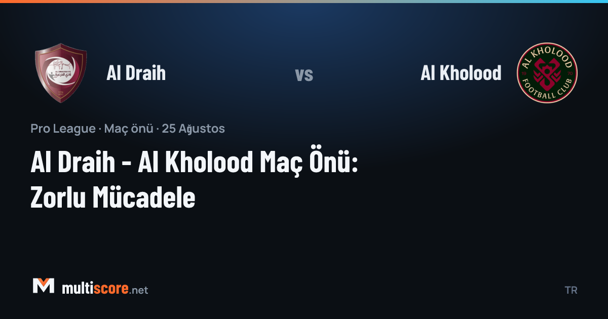 Al Draih ve Al Kholood takımlarının Pro League maç önü görseli