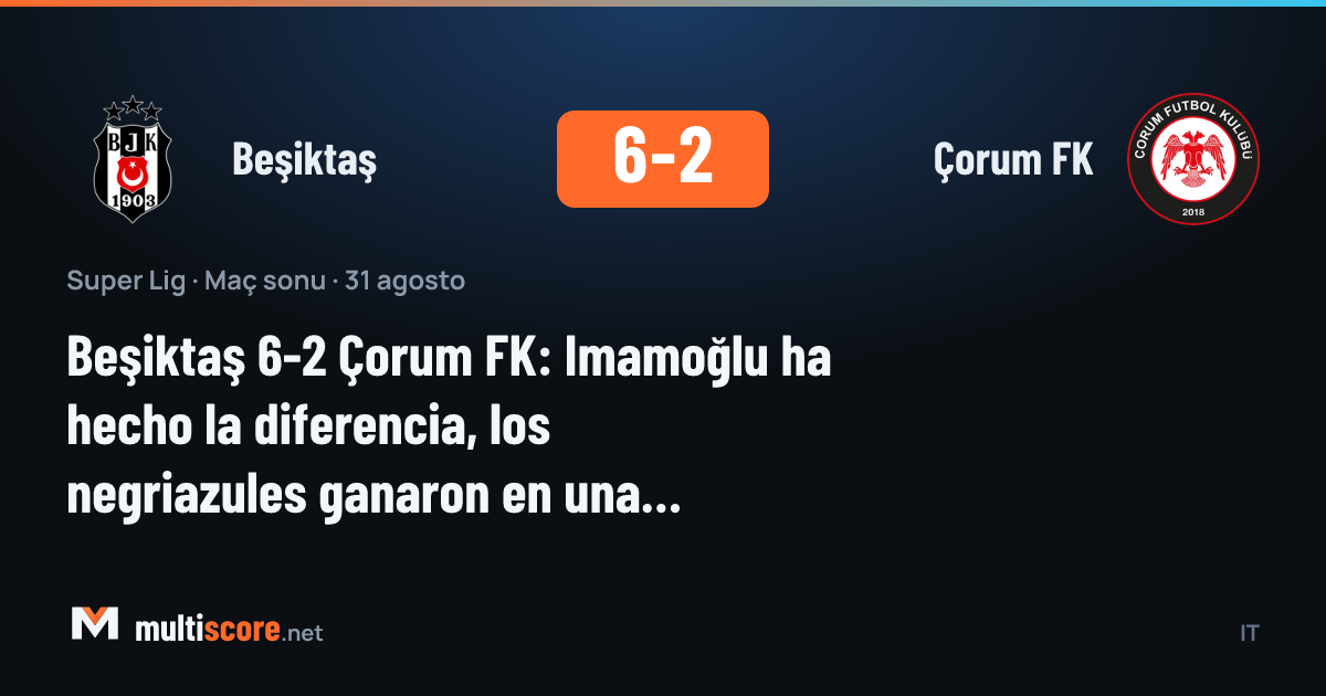 Beşiktaş 6-2 Çorum FK maçından bir görüntü