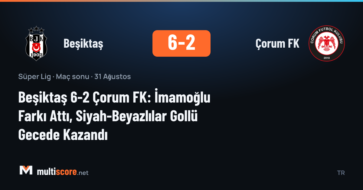 Beşiktaş 6-2 Çorum FK maçından bir görüntü