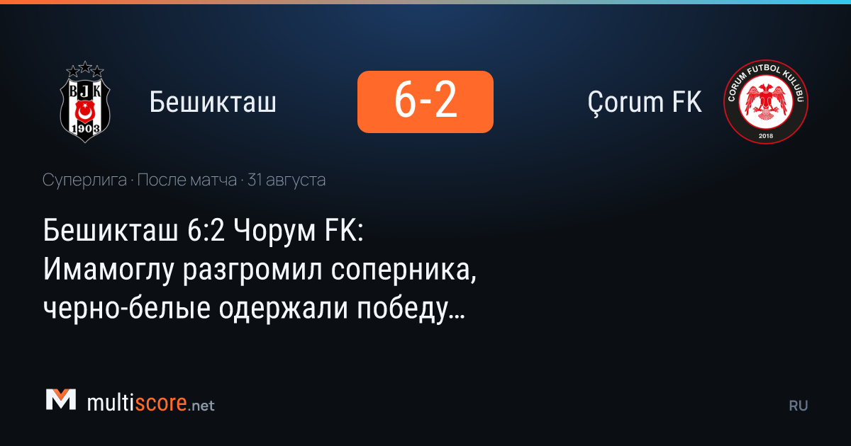 Beşiktaş 6-2 Çorum FK maçından bir görüntü