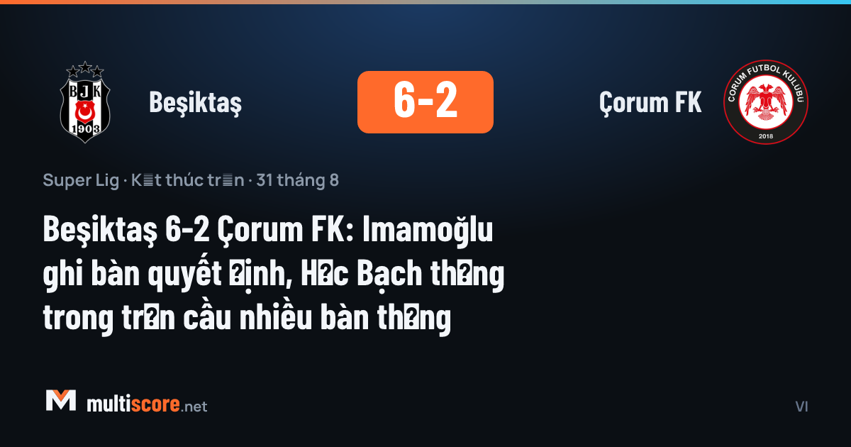 Beşiktaş 6-2 Çorum FK maçından bir görüntü