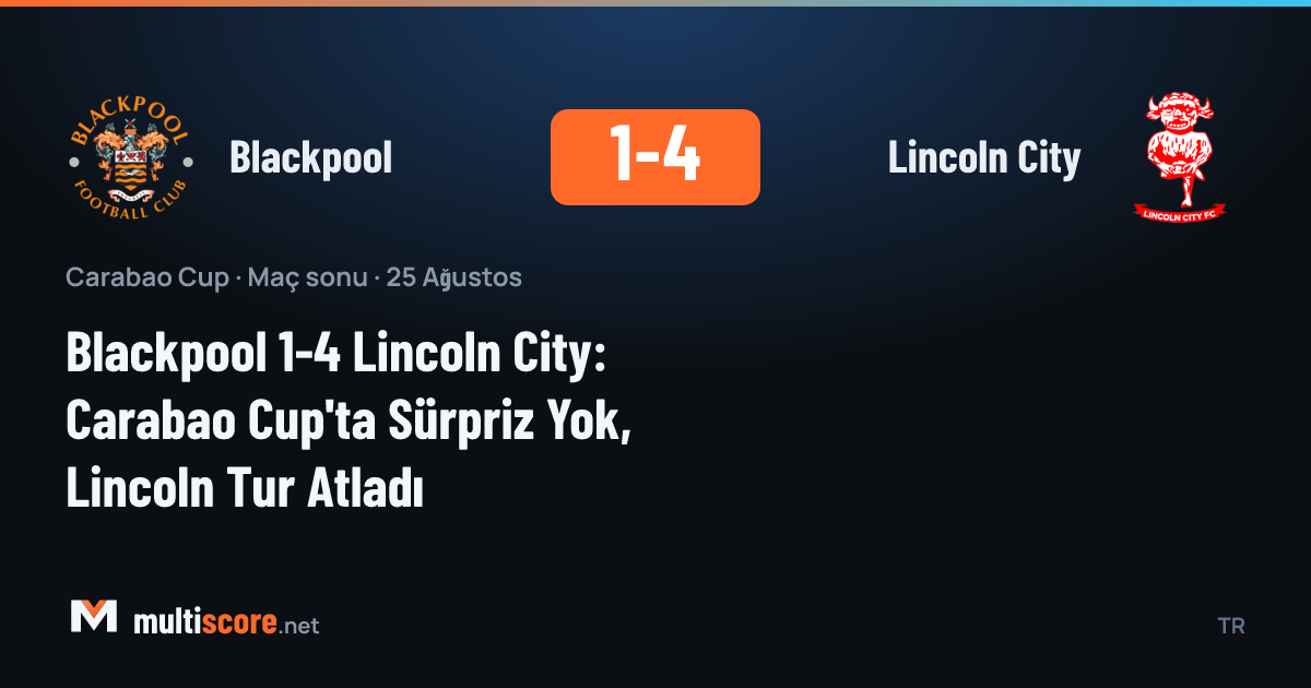 Blackpool ve Lincoln City oyuncuları Carabao Cup maçında mücadele ediyor
