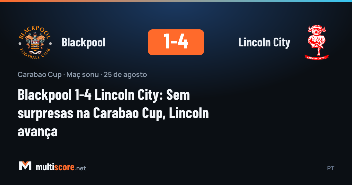 Blackpool ve Lincoln City oyuncuları Carabao Cup maçında mücadele ediyor