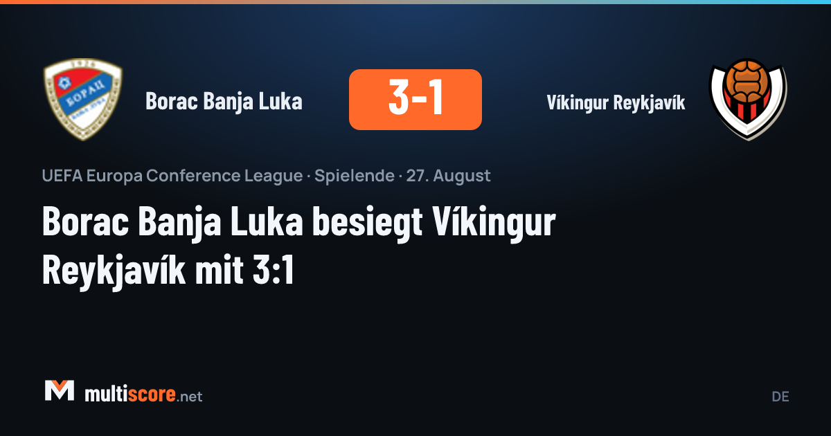 Borac Banja Luka ve Víkingur Reykjavík arasındaki UEFA Konferans Ligi maçından bir kare