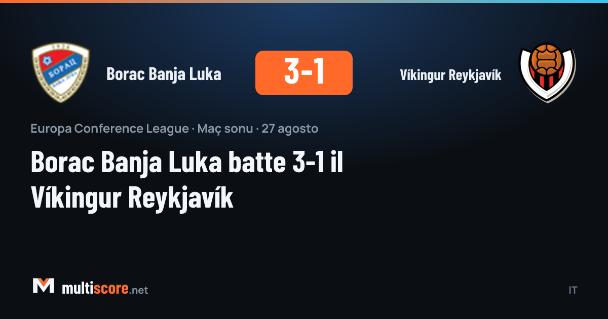 Borac Banja Luka ve Víkingur Reykjavík arasındaki UEFA Konferans Ligi maçından bir kare