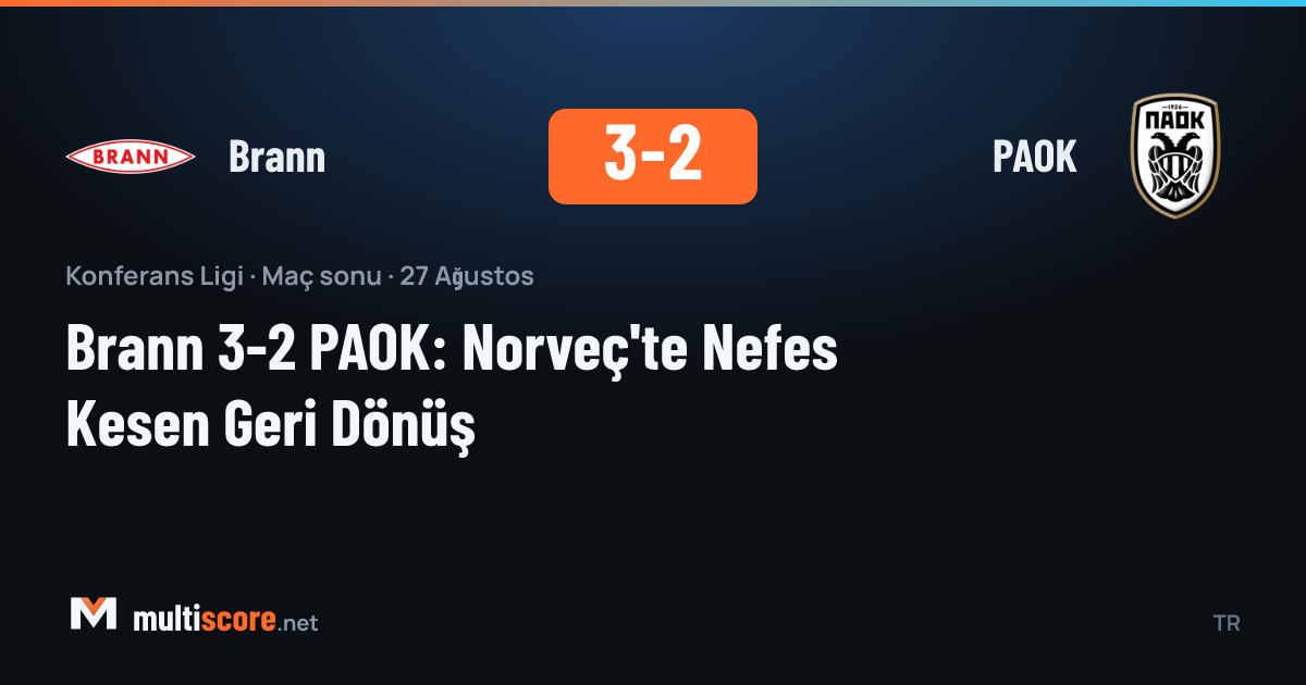 Brann ve PAOK oyuncuları UEFA Konferans Ligi maçında mücadele ediyor