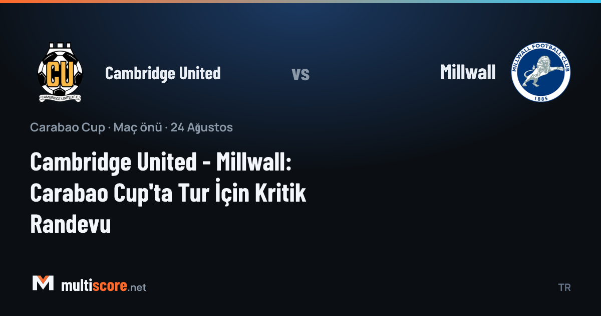 Cambridge United ve Millwall takımlarının Carabao Cup maçı öncesi stad ve formalar