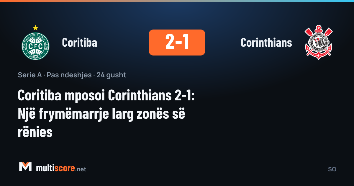 Coritiba ile Corinthians arasındaki Serie A maçından bir kare