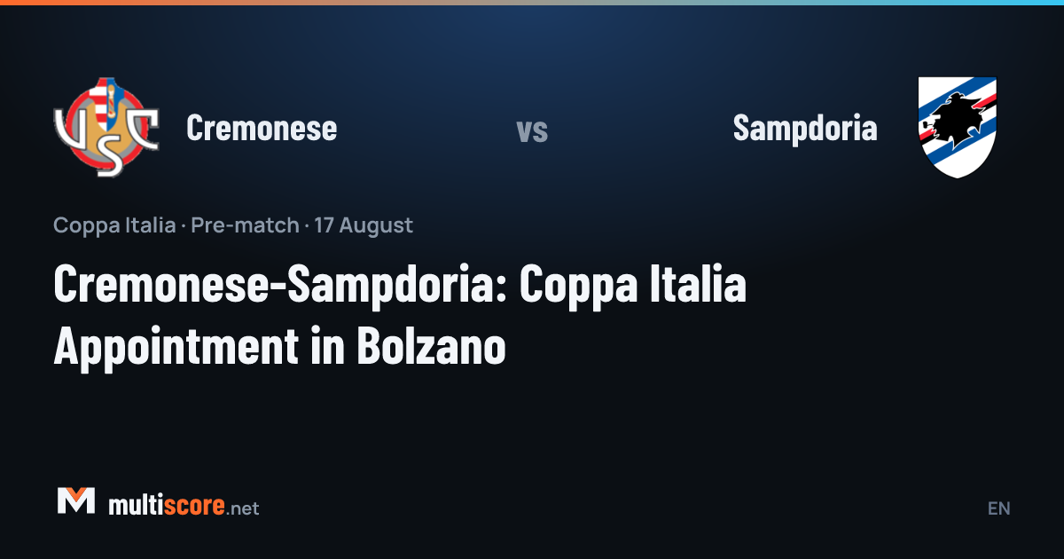 Cremonese ve Sampdoria formaları, Coppa Italia maç önü görseli