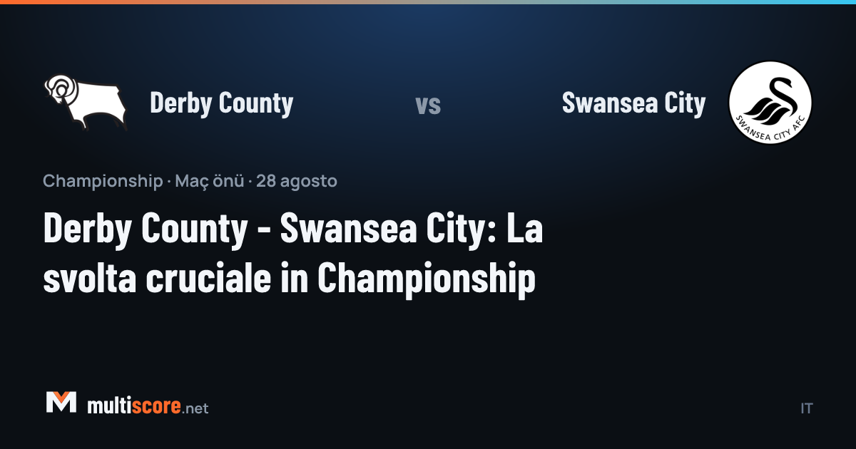 Derby County ve Swansea City oyuncuları Championship maçında mücadele ederken