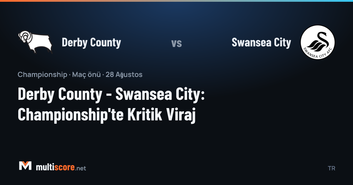 Derby County ve Swansea City oyuncuları Championship maçında mücadele ederken