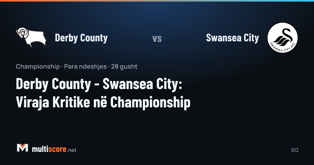 Derby County ve Swansea City oyuncuları Championship maçında mücadele ederken