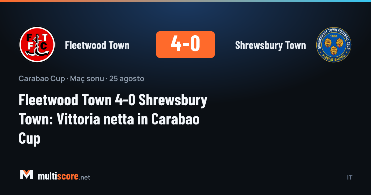 Fleetwood Town - Shrewsbury Town Carabao Cup maçından bir görüntü