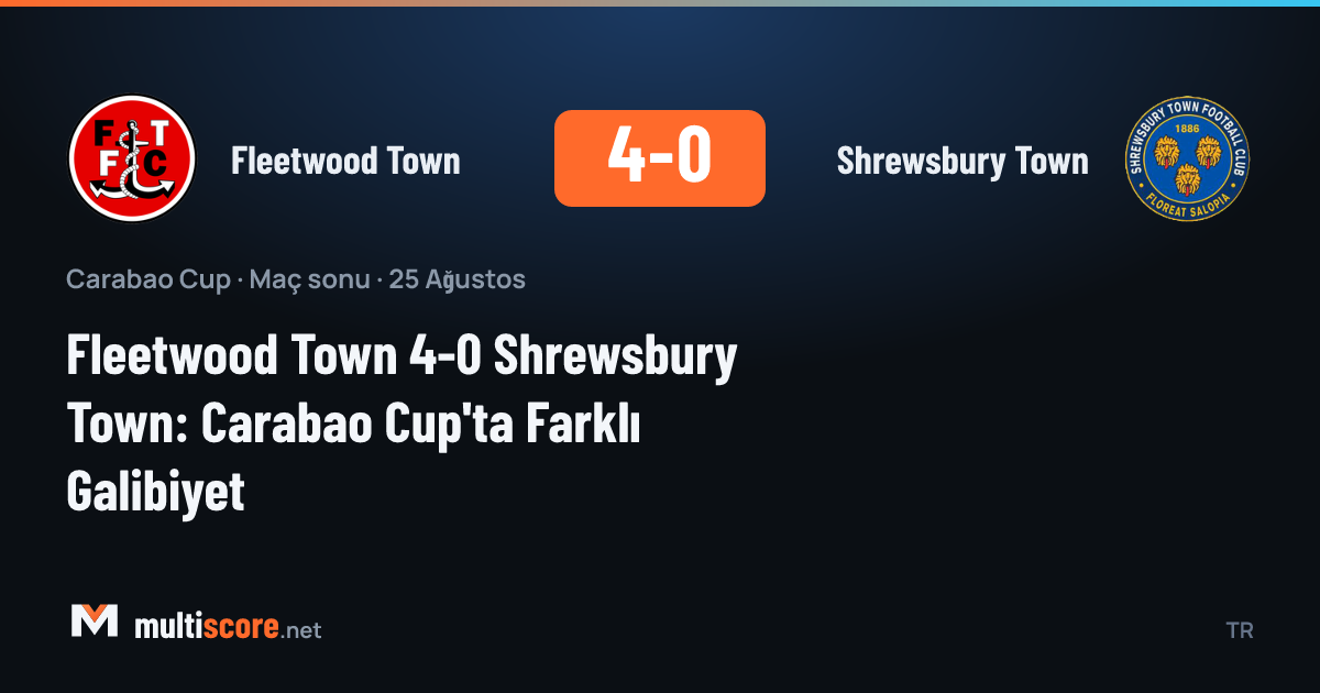 Fleetwood Town - Shrewsbury Town Carabao Cup maçından bir görüntü