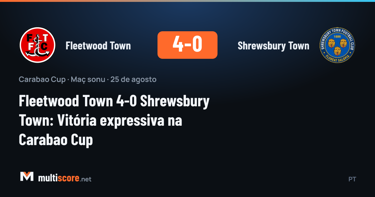 Fleetwood Town - Shrewsbury Town Carabao Cup maçından bir görüntü