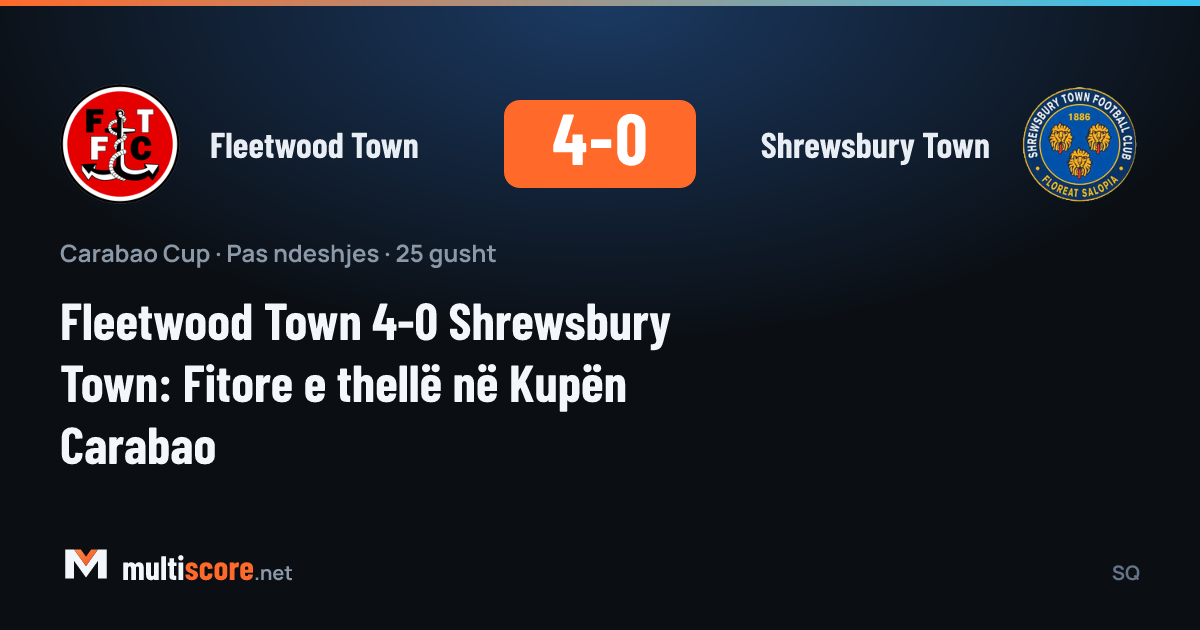 Fleetwood Town - Shrewsbury Town Carabao Cup maçından bir görüntü