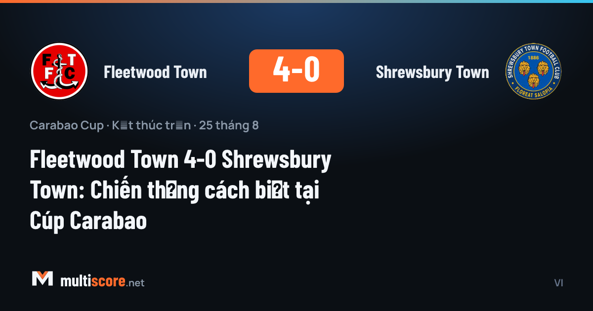 Fleetwood Town - Shrewsbury Town Carabao Cup maçından bir görüntü