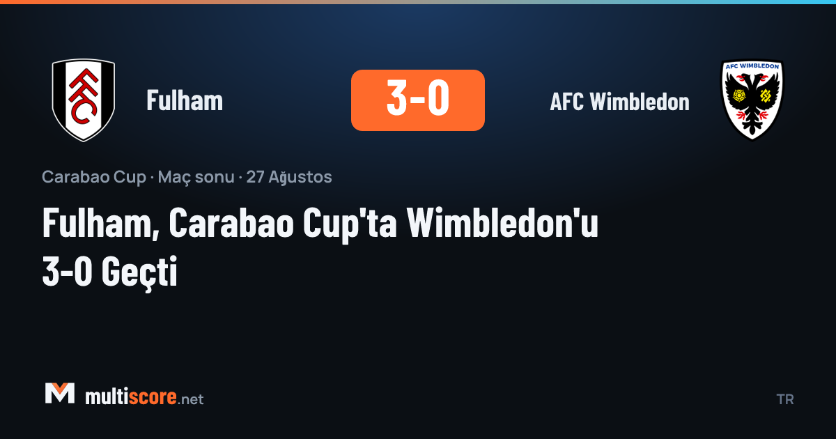 Fulham - AFC Wimbledon Carabao Cup maçından bir kare