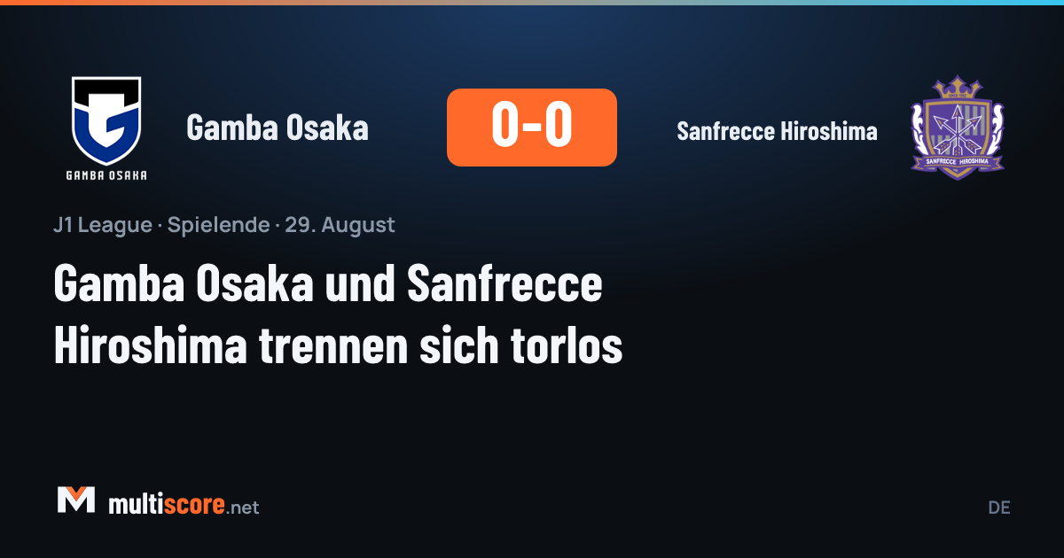 Gamba Osaka 0-0 Sanfrecce Hiroshima J1 League maçı