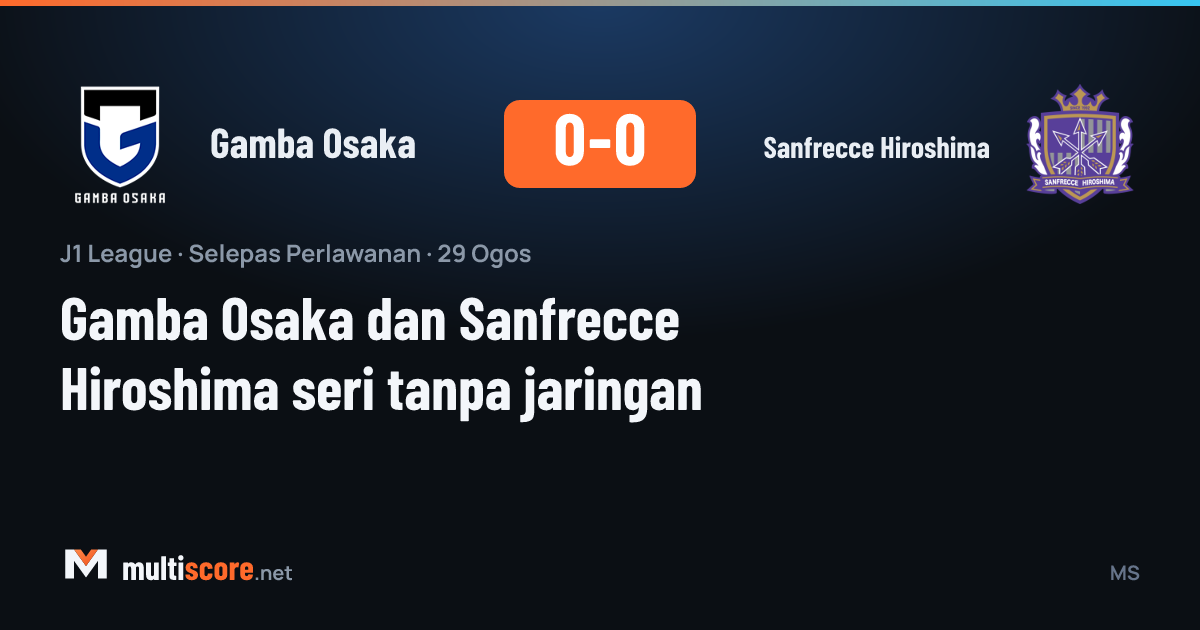 Gamba Osaka 0-0 Sanfrecce Hiroshima J1 League maçı