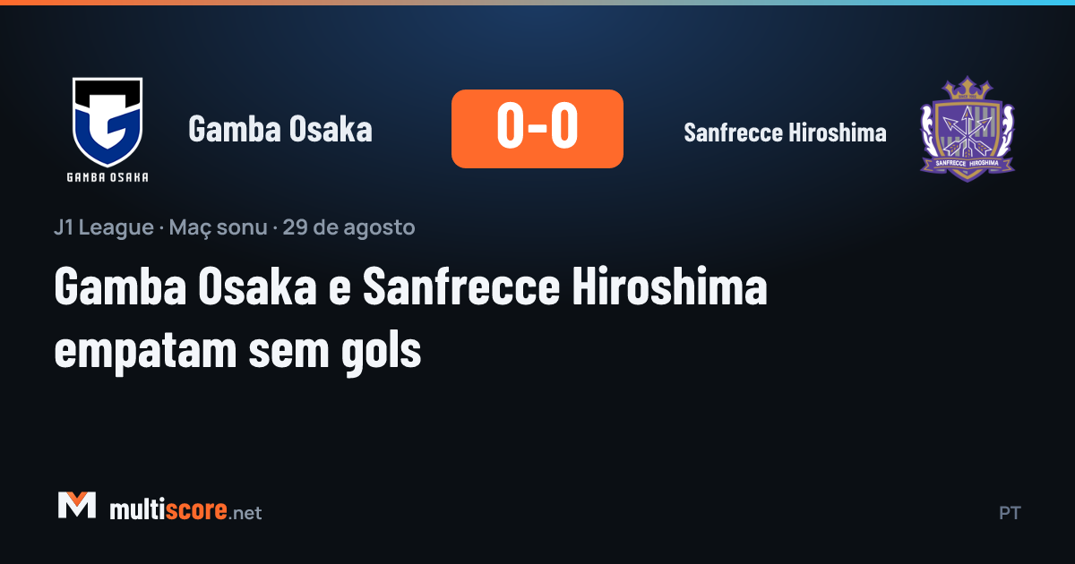 Gamba Osaka 0-0 Sanfrecce Hiroshima J1 League maçı