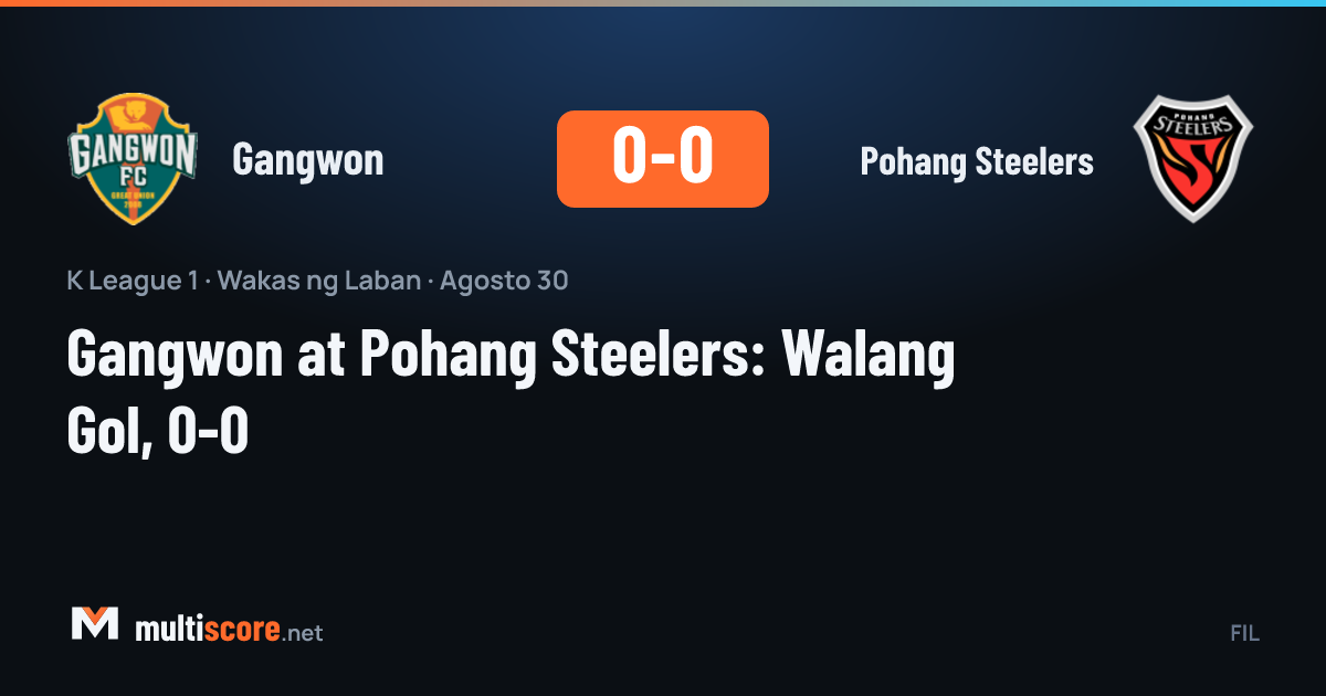 Gangwon - Pohang Steelers K League 1 maçı 0-0 beraberlikle sona erdi