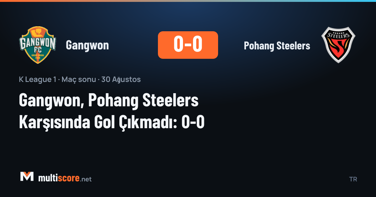 Gangwon - Pohang Steelers K League 1 maçı 0-0 beraberlikle sona erdi