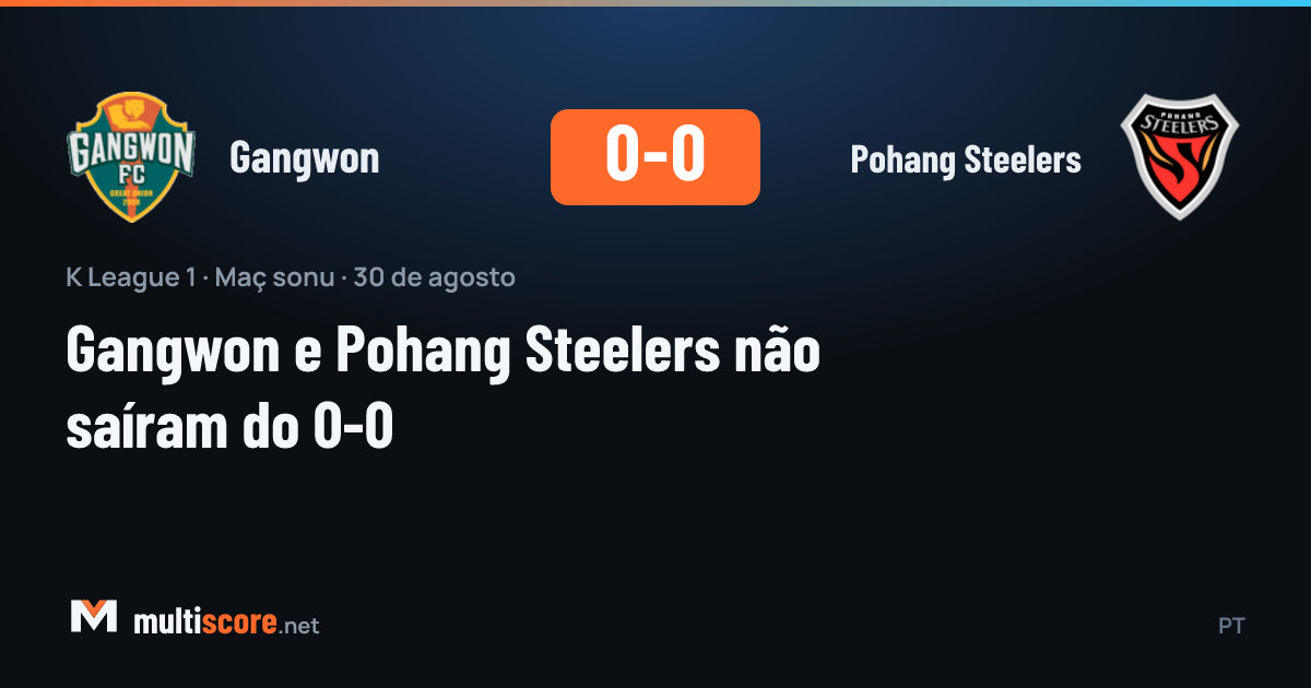 Gangwon - Pohang Steelers K League 1 maçı 0-0 beraberlikle sona erdi