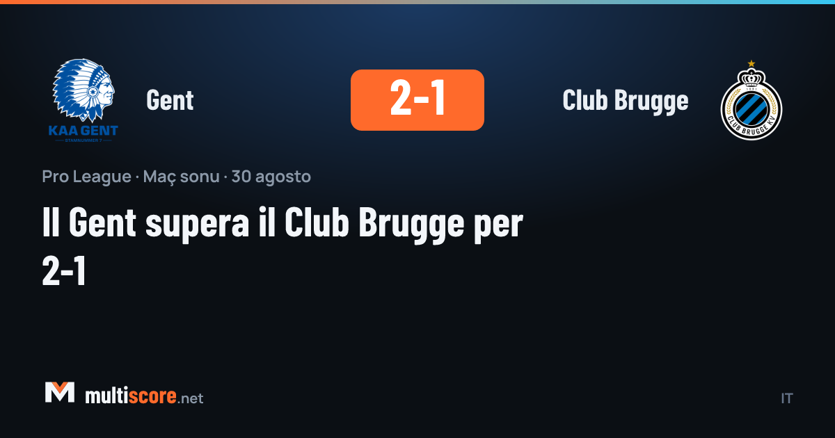 Gent, Club Brugge'u Pro League'de 2-1 mağlup etti