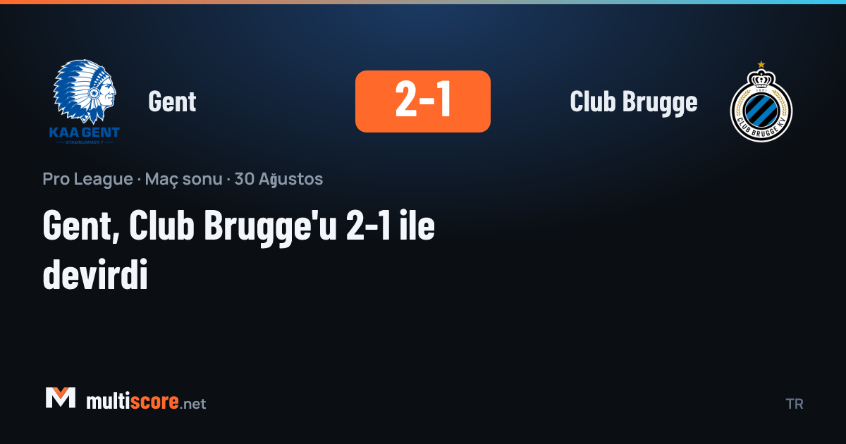 Gent, Club Brugge'u Pro League'de 2-1 mağlup etti