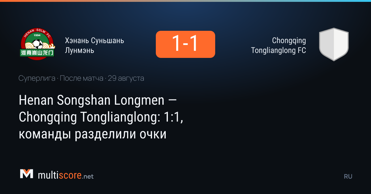 Henan Songshan Longmen - Chongqing Tonglianglong FC