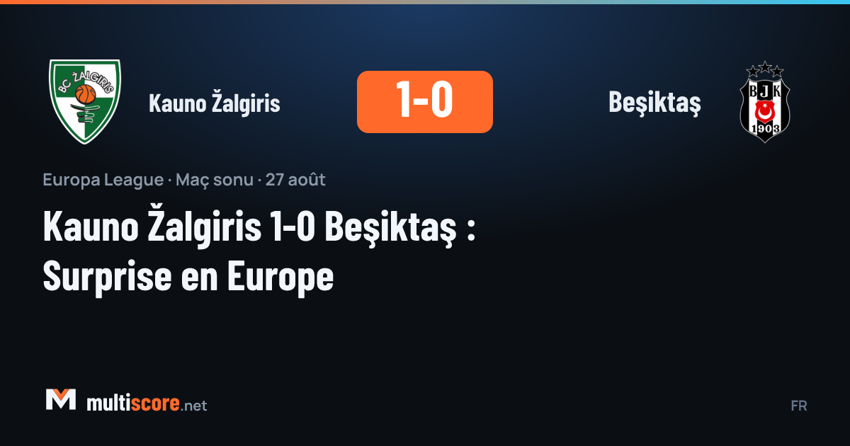 Kauno Žalgiris ve Beşiktaş arasındaki UEFA Avrupa Ligi maçından bir kare