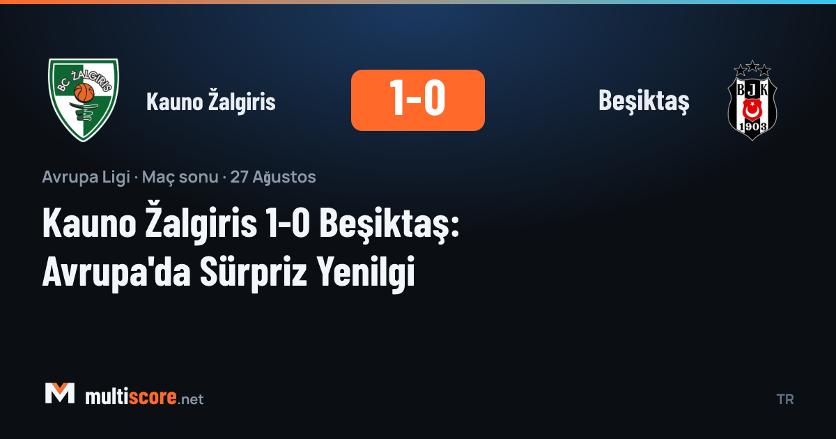 Kauno Žalgiris ve Beşiktaş arasındaki UEFA Avrupa Ligi maçından bir kare