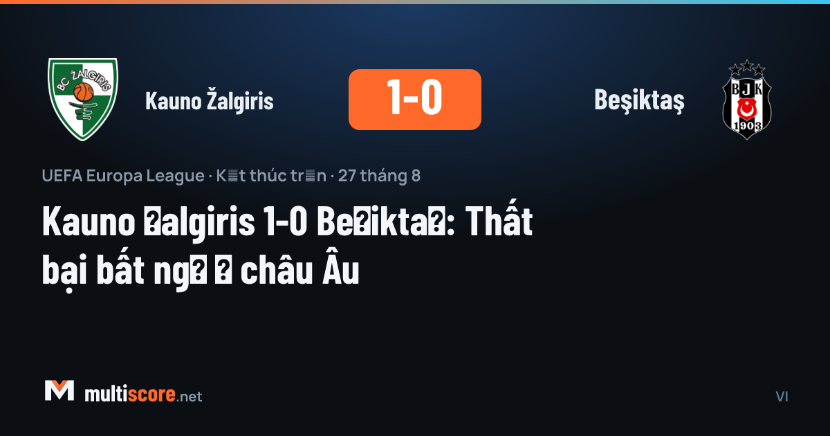 Kauno Žalgiris ve Beşiktaş arasındaki UEFA Avrupa Ligi maçından bir kare