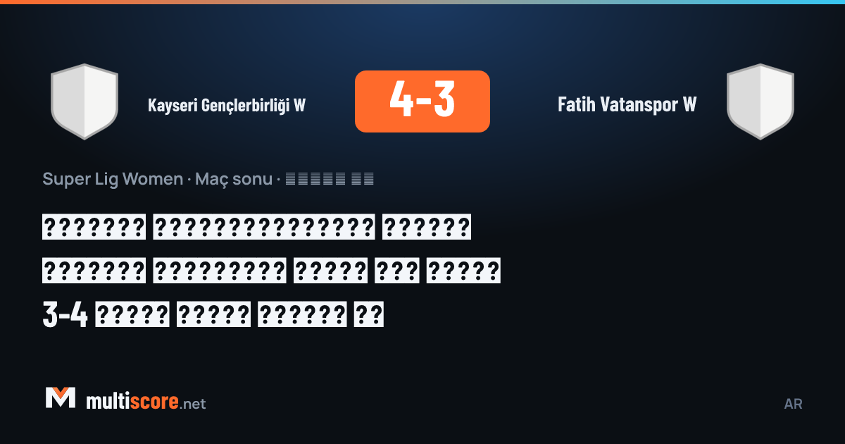 Kayseri Gençlerbirliği W - Fatih Vatanspor W Kadınlar Süper Lig maçı