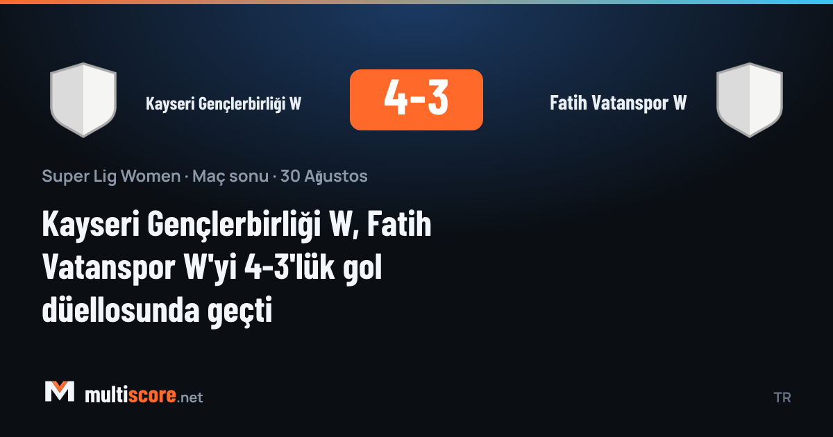 Kayseri Gençlerbirliği W - Fatih Vatanspor W Kadınlar Süper Lig maçı
