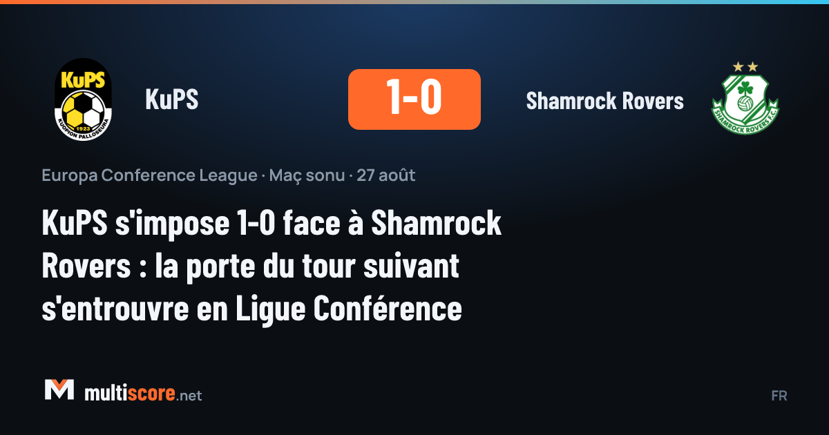 KuPS ve Shamrock Rovers oyuncuları Konferans Ligi maçında mücadele ediyor
