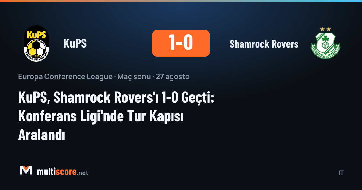 KuPS ve Shamrock Rovers oyuncuları Konferans Ligi maçında mücadele ediyor
